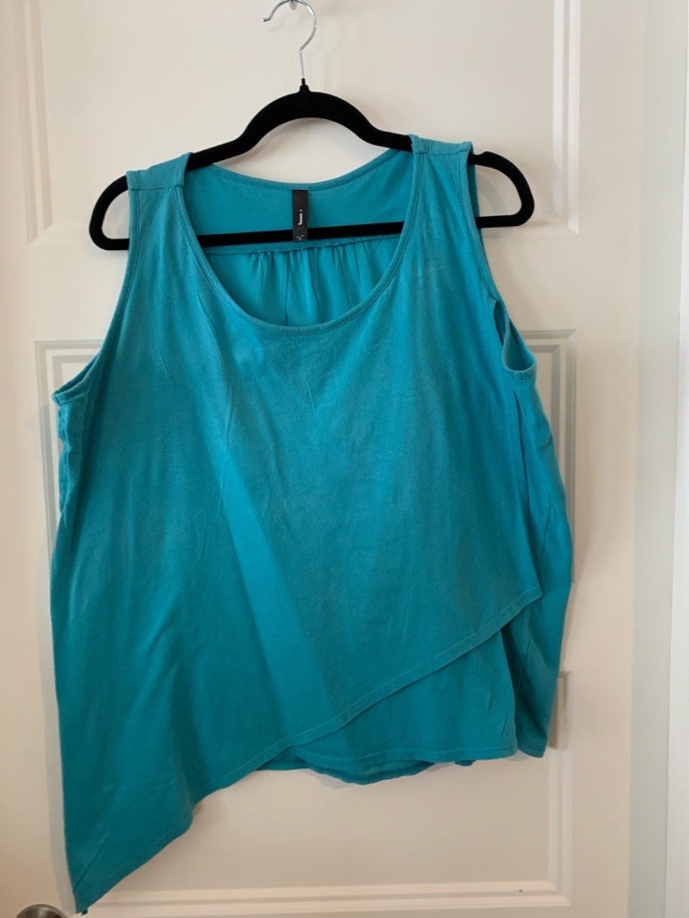 "j" 100 % cotton Teal Sleeveless Asymmetric Tank Top